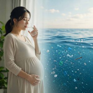 マイクロプラスチックへの日常的なばく露を象徴する画像。